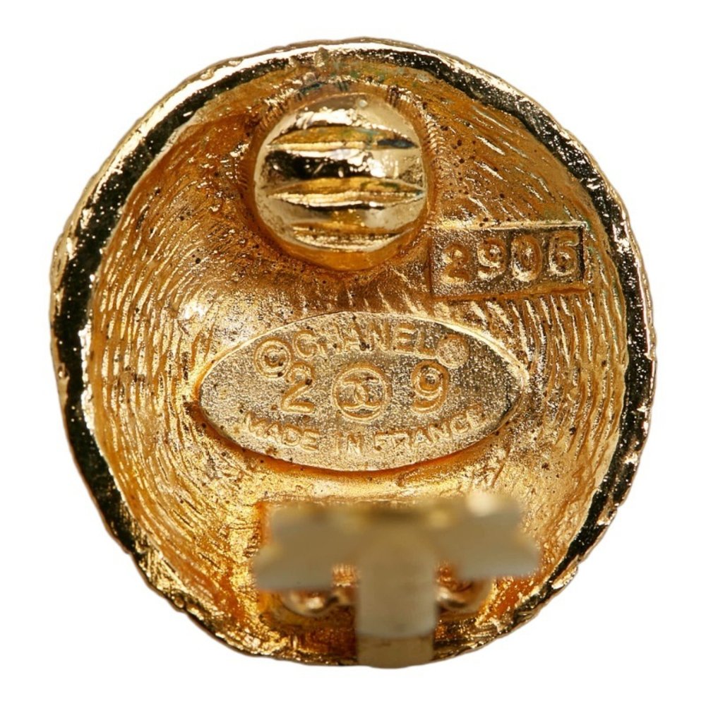 CHANEL Cocomark Mesh Earrings Gold Women's - Picture 3 of 5